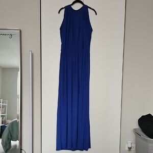 Elegant Blue Sleeveless Maxi Dress